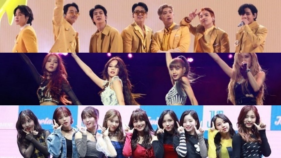 BTS, BlackPink, TWICE có thứ hạng khác nhau trên bảng xếp hạng Billboard. Ảnh: AFP. BTS, BlackPink, TWICE có thứ hạng khác nhau trên bảng xếp hạng Billboard. Ảnh: AFP.