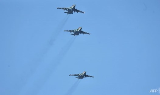 Máy bay chiến đấu trong cuộc tập trận chung của Nga-Belarus trước khi chiến sự Ukaina bùng nổ. Ảnh: AFP