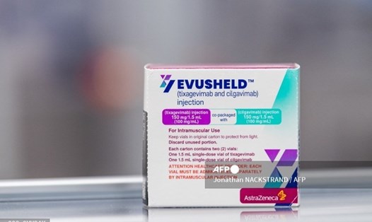 Hình ảnh một hộp Evusheld do AstraZeneca sản xuất. Ảnh: AFP