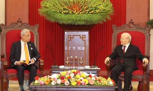 Tổng Bí thư Nguyễn Phú Trọng tiếp Thủ tướng Malaysia Dato’ Sri Ismail Sabri bin Yaakob thăm chính thức Việt Nam. Ảnh: TTXVN