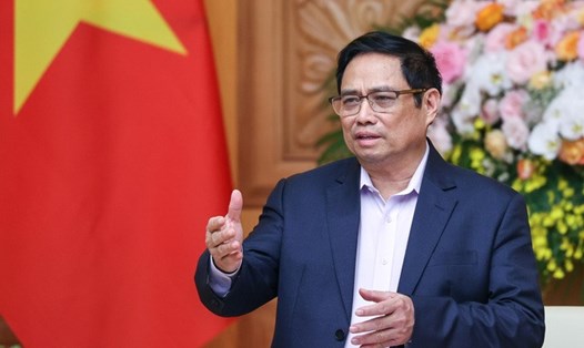 Thủ tướng Phạm Minh Chính phát biểu tại cuộc làm việc. Ảnh: NB