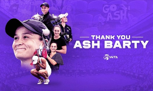 Lời cảm ơn của WTA tới Ashleigh Barty khi cô tuyên bố giải nghệ. Ảnh: WTA