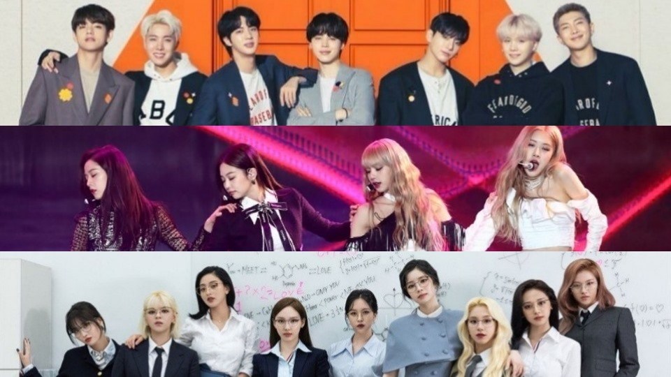Nhóm nhạc Kpop - BTS, BlackPink và TWICE. Ảnh: Poster, AFP. Nhóm nhạc Kpop - BTS, BlackPink và TWICE. Ảnh: Poster, AFP.