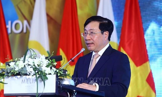 Phó Thủ tướng thường trực Phạm Bình Minh phát biểu tại Diễn đàn. Ảnh: An Đăng