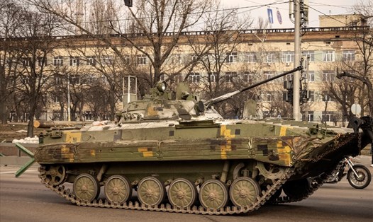 Xe tăng Ukraina ở Kiev hôm 23.3.2022. Ảnh: AFP
