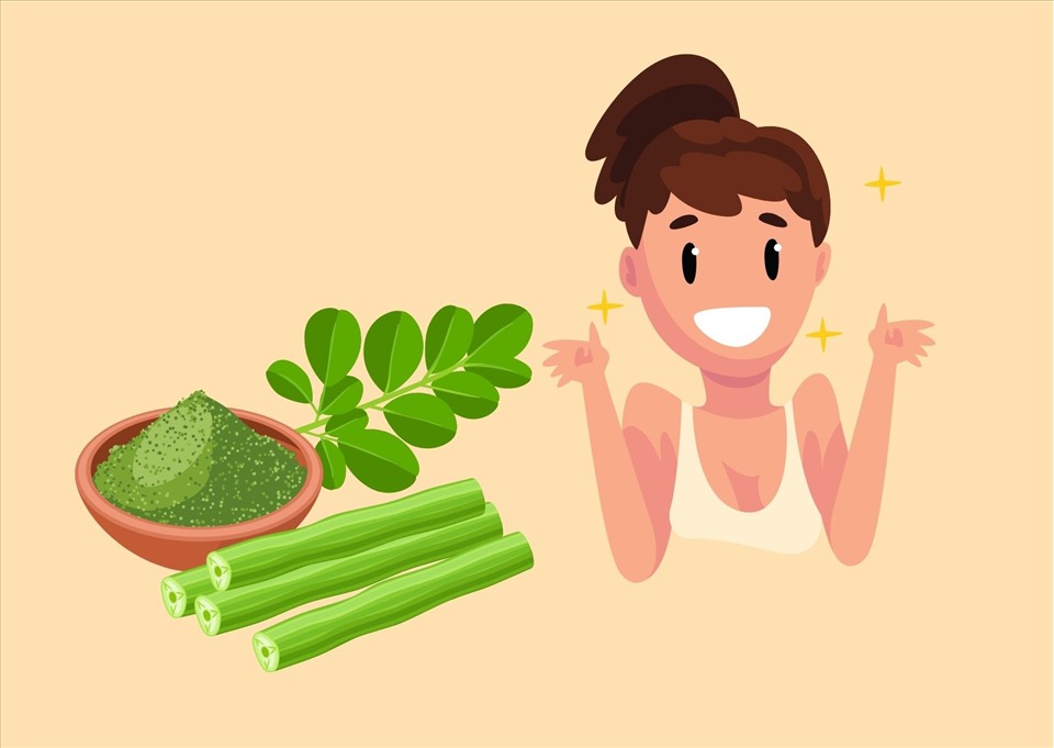 Đắp mặt nạ chùm ngây giúp trẻ hóa làn da. Đồ họa: Thanh Ngọc