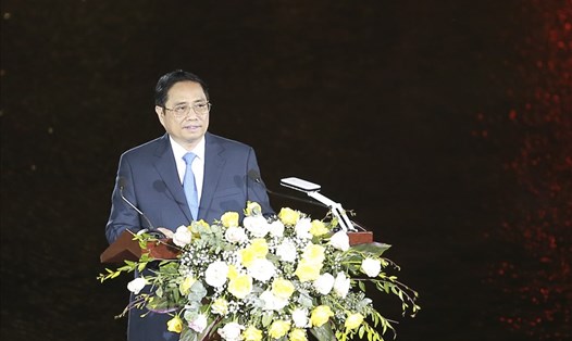 Thủ tướng Chính phủ Phạm Minh Chính phát biểu tại buổi khai mạc Năm du lịch quốc gia 2022. Ảnh: Thanh Chung
