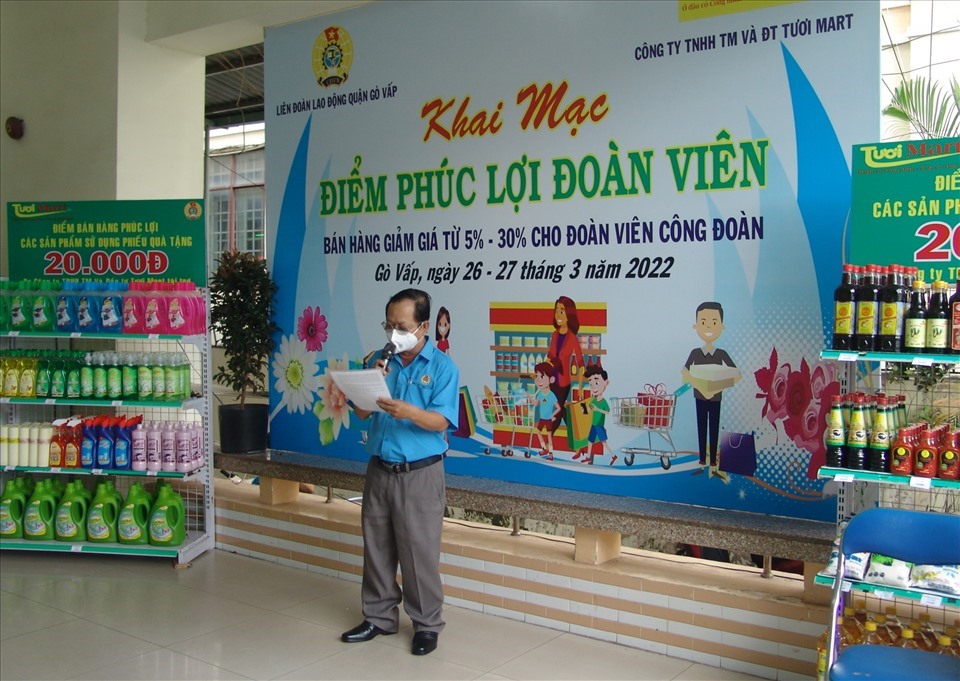 Điểm phúc lợi đoàn viên tại Nhà Văn hóa Lao động quận Gò Vấp chính thức khai mạc sáng 26.3. Ảnh: Thanh Hà