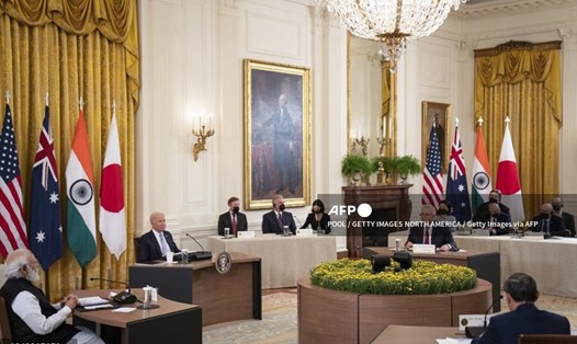 Hội nghị thượng đỉnh trực tiếp của nhóm Bộ Tứ tại Washington vào tháng 9.2021. Ảnh: AFP