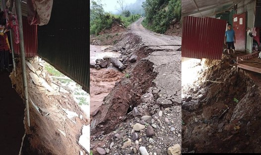 Mưa lũ xảy ra tại huyện Nậm Pồ, tỉnh Điện Biên khiến gần chục ngôi nhà bị sạt lở, tốc mái, một số công trình giao thông bị hư hỏng.