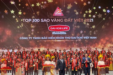 Công ty Bảo hiểm Nhân thọ Dai-ichi Việt Nam (Dai-ichi Life Việt Nam) vừa vinh dự nhận danh hiệu “Top 100 Giải thưởng Sao Vàng đất Việt năm 2021”