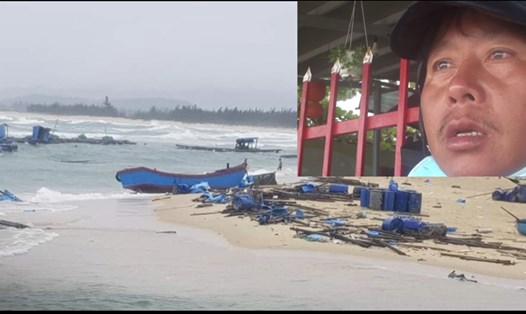 Nhổn ngang xác ghe tàu trên các bãi biển của Phú Yên sau trận mưa lốc ngày 31.3.