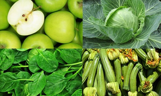 Nước ép kết hợp táo, bắp cải, bí ngòi và rau bina giúp giảm cân. Đồ họa: Thanh Ngọc