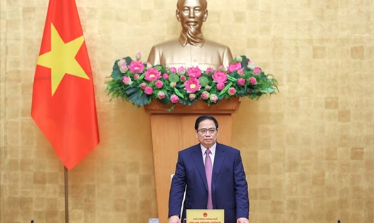 Thủ tướng Phạm Minh Chính chủ trì phiên họp Chính phủ chuyên đề pháp luật, xem xét cho ý kiến về 5 dự án luật và 1 dự thảo nghị quyết của Quốc hội. Ảnh: Nhật Bắc