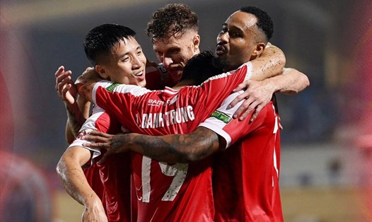 Câu lạc bộ Viettel tạm thời vươn lên vị trí số 1 trên BXH V.League 2022 sau khi đánh bại Sài Gòn FC với tỉ số 2-0. Ảnh: VTFC