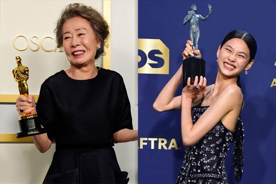 Youn Yuh Jung, Jung Ho Yeon là những người phụ nữ làm nên lịch sử cho điện ảnh Hàn Quốc. Ảnh: AP.