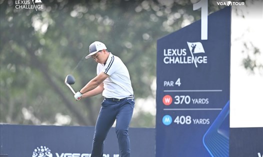 Golfer trẻ nghiệp dư Nguyễn Minh Anh thi đấu rất tốt trong ngày đầu tiên của Lexus Challenge 2022. Ảnh: VGA