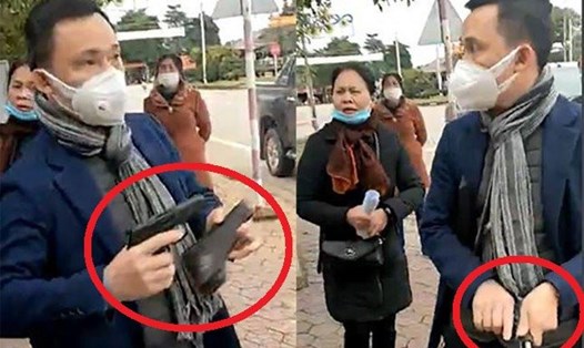 Hình ảnh người đàn ông rút súng ở Nghĩa Đàn, Nghệ An. Ảnh cắt từ clip