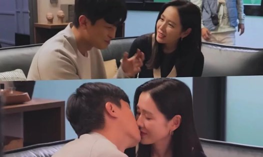 Hậu trường cảnh hôn của Son Ye Jin và bạn diễn trong "Tuổi 39". Ảnh: CMH.