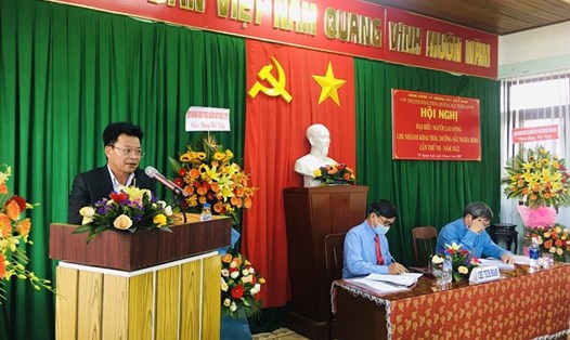 Tổng giám đốc Tổng công ty Đường sắt Việt Nam Đặng Sỹ Mạnh phát biểu tại Hội nghị. Ảnh: CĐN