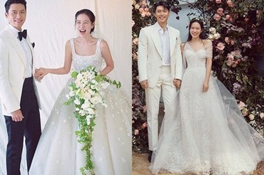 Hai bức ảnh cưới được công bố ngay trước đám cưới của Son Ye Jin và Hyun Bin. Ảnh: Instagram