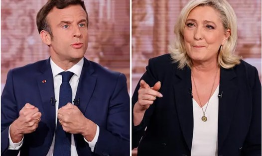 Ông Emmanuel Macron và bà Marine Le Pen tham gia cuộc bầu cử tổng thống Pháp 2022. Ảnh: AFP