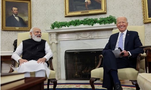 Tổng thống Mỹ Joe Biden và Thủ tướng Ấn Độ Narendra Modi tại Nhà Trắng tháng 9.2021. Ảnh chụp màn hình