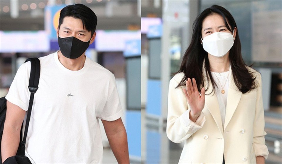Hyun Bin và Son Ye Jin tại sân bay khi đi Mỹ hưởng tuần trăng mật. Ảnh chụp màn hình Hyun Bin và Son Ye Jin tại sân bay khi đi Mỹ hưởng tuần trăng mật. Ảnh chụp màn hình