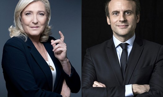 Bà Marine Le Pen và ông Emmanuel Macron sẽ bước vào vòng hai cuộc bầu cử Tổng thống Pháp 2022. Ảnh: AFP