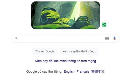 Google Doodle tôn vinh Hang Sơn Đoòng. Ảnh chụp màn hình