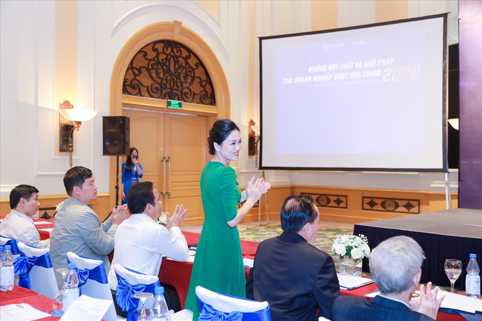 Nữ doanh nhân Lê Dung tại một sự kiện do DGroup tổ chức. Ảnh: LH