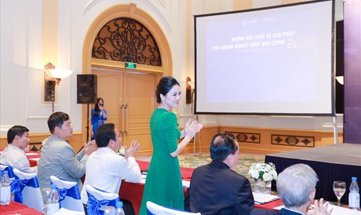Nữ doanh nhân Lê Dung tại một sự kiện do DGroup tổ chức. Ảnh: LH