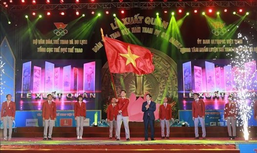Lễ xuất quân của đoàn thể thao Việt Nam diễn ra vào ngày 28.4. Ảnh: C.P