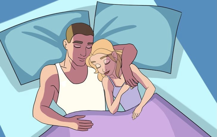 Tư thế ngủ của các cặp vợ chồng có thể tiết lộ tình cảm hiện tại của họ đang mặn nồng hay giận dỗi. Ảnh: Bright Side