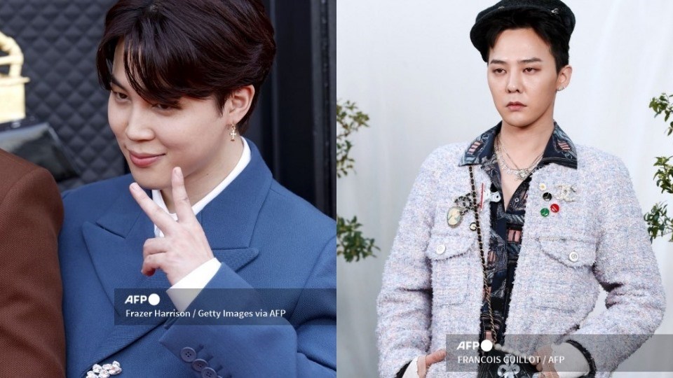 Bộ đôi thần tượng Jimin và G-Dragon. Ảnh: AFP. Bộ đôi thần tượng Jimin và G-Dragon. Ảnh: AFP.