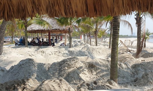 Để chuẩn bị cho môn thi đấu bóng chuyền bãi biển, Tập đoàn Tuần Châu đã mua cát đẹp và cho sàng lọc kỹ. Ảnh: Nguyễn Hùng
