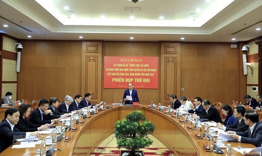 Chủ tịch nước chủ trì Phiên họp thứ hai Đề án chiến lược xây dựng Nhà nước pháp quyền. Ảnh: TTXVN