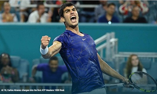 Carlos Alcaraz là tay vợt trẻ thứ tư trong lịch sử vào chung kết Miami Open. Ảnh: ATP
