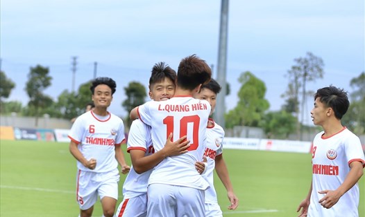 U19 Học viện Nutifood đánh bại U19 PVF Hưng Yên ở trận tứ kết giải U19 quốc gia 2022. Ảnh: Phương Thúy