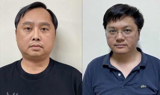 Tổng Giám đốc Công ty CP Chứng khoán Trí Việt Đỗ Đức Nam (phải) và bị can Đỗ Thành Nhân. Ảnh: BCA