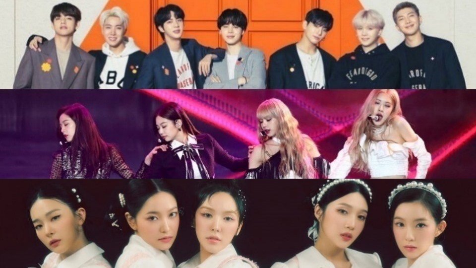 Nhóm BTS, BlackPink, Red Velvet. Ảnh: Poster, AFP. Nhóm BTS, BlackPink, Red Velvet. Ảnh: Poster, AFP.