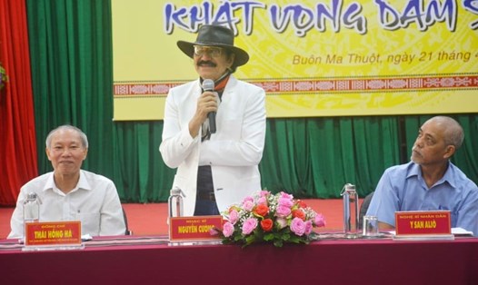 Nhạc sĩ Nguyễn Cường chia sẻ tại buổi họp báo. Ảnh: B.T