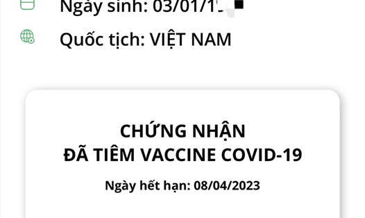 Hộ chiếu vaccine điện tử. Ảnh: Thùy Linh