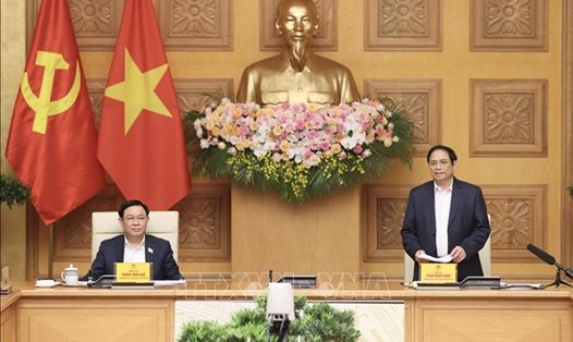 Thủ tướng Phạm Minh Chính phát biểu tại cuộc họp với Đảng đoàn Quốc hội. Ảnh: Dương Giang/TTXVN
