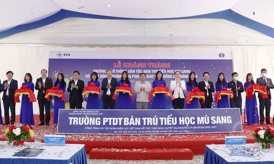 Ngày 21.4.2022, Trường Phổ thông dân tộc bán trú tiểu học Mù Sang được khánh thành. Ảnh: Trung Trung