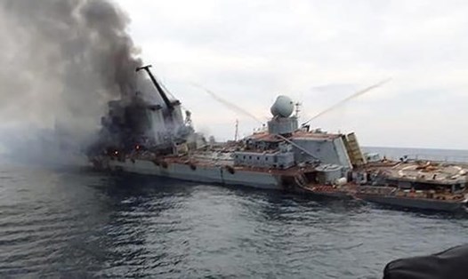 Soái hạm Moskva của hạm đội Biển Đen Nga. Ảnh chụp màn hình