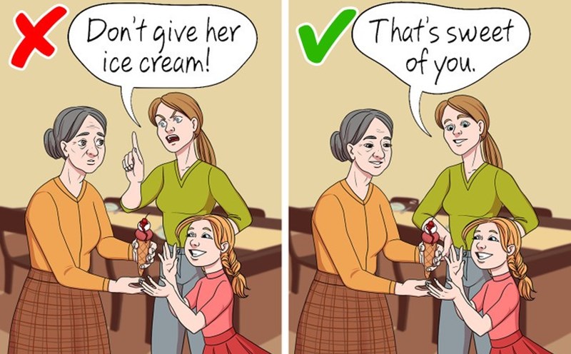 Chấp nhận rằng không phải lúc nào mẹ chồng cũng làm theo ý bạn. Ảnh: Bright Side