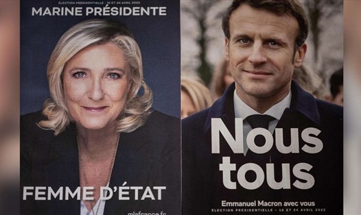 Bầu cử tổng thống Pháp 2022 là sự lựa chọn giữa ông Emmanuel Macron và bà Marine Le Pen. Ảnh: AFP