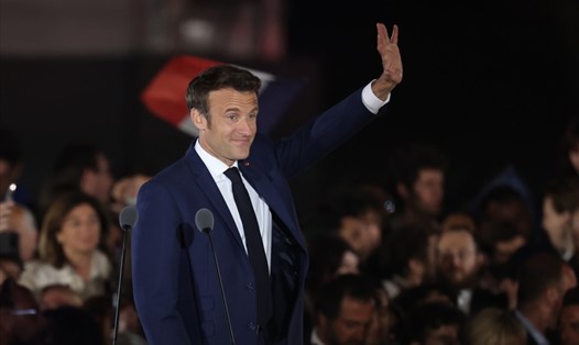 Tổng thống Emmanuel Macron tái đắc cử ngày 24.4.2022. Ảnh: AFP