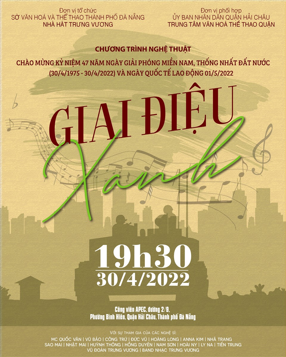 Đà Nẵng tổ chức đêm nhạc “Giai điệu xanh” dịp lễ 30.4